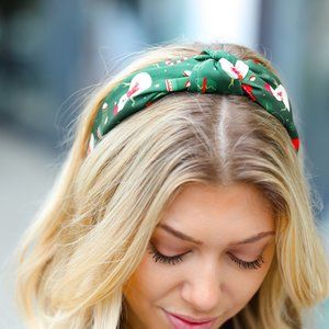 Green Snowman Christmas Top Knot Headband